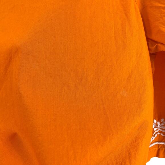 90s KAIL Vintage Orange Cotton Floral Hand Embroidered Button Up Blouse - Picture 7 of 8